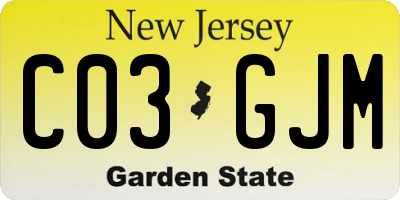 NJ license plate C03GJM