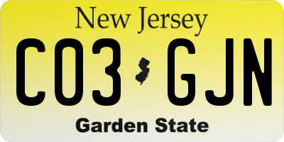 NJ license plate C03GJN