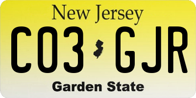 NJ license plate C03GJR