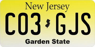 NJ license plate C03GJS