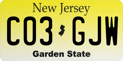 NJ license plate C03GJW