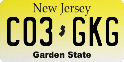 NJ license plate C03GKG