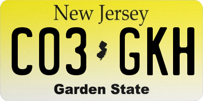 NJ license plate C03GKH