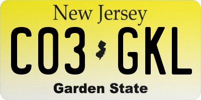 NJ license plate C03GKL