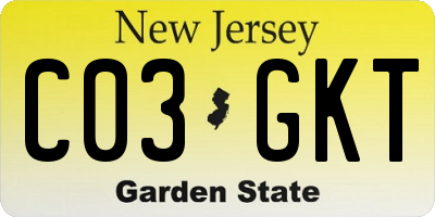 NJ license plate C03GKT