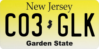 NJ license plate C03GLK