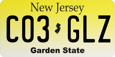 NJ license plate C03GLZ