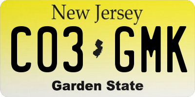 NJ license plate C03GMK