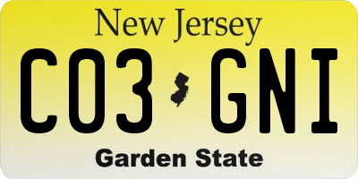 NJ license plate C03GNI