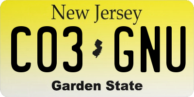 NJ license plate C03GNU