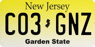 NJ license plate C03GNZ