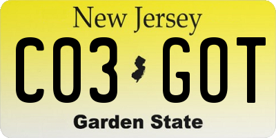 NJ license plate C03GOT