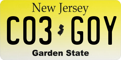 NJ license plate C03GOY