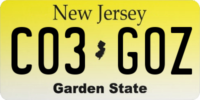 NJ license plate C03GOZ