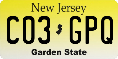 NJ license plate C03GPQ