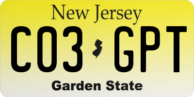 NJ license plate C03GPT