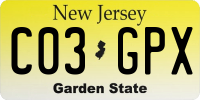 NJ license plate C03GPX
