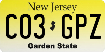 NJ license plate C03GPZ