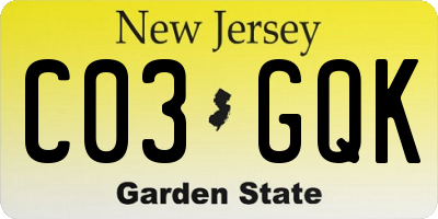 NJ license plate C03GQK