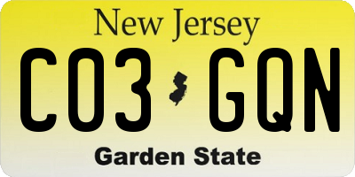 NJ license plate C03GQN
