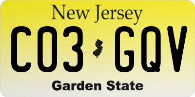 NJ license plate C03GQV