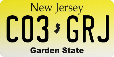 NJ license plate C03GRJ