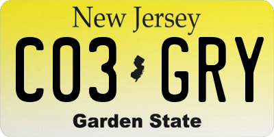 NJ license plate C03GRY
