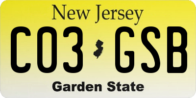 NJ license plate C03GSB