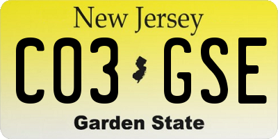 NJ license plate C03GSE