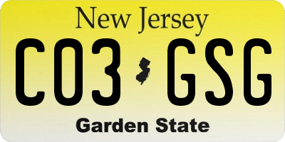 NJ license plate C03GSG