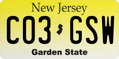 NJ license plate C03GSW