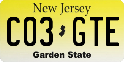 NJ license plate C03GTE