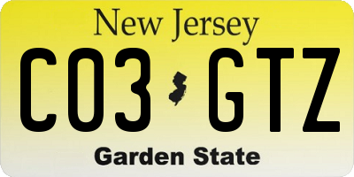 NJ license plate C03GTZ