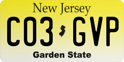 NJ license plate C03GVP