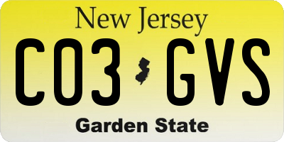 NJ license plate C03GVS