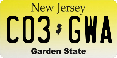 NJ license plate C03GWA