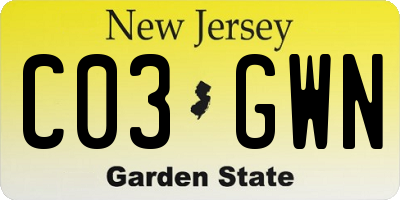 NJ license plate C03GWN