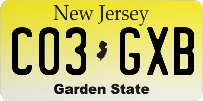 NJ license plate C03GXB