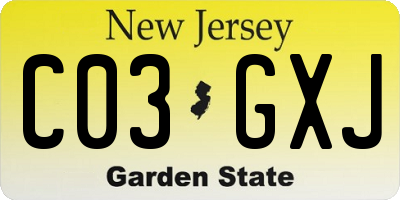 NJ license plate C03GXJ