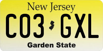 NJ license plate C03GXL