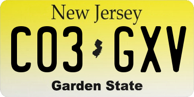 NJ license plate C03GXV