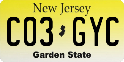 NJ license plate C03GYC