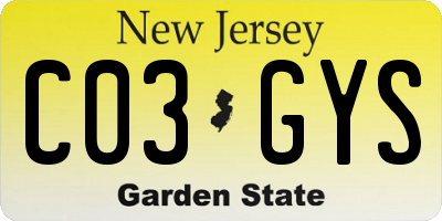 NJ license plate C03GYS