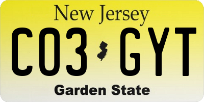 NJ license plate C03GYT