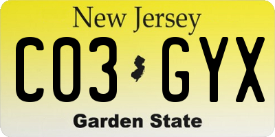 NJ license plate C03GYX