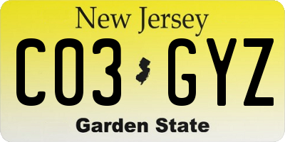 NJ license plate C03GYZ