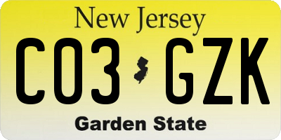 NJ license plate C03GZK