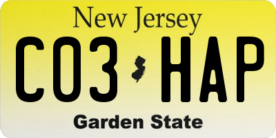 NJ license plate C03HAP