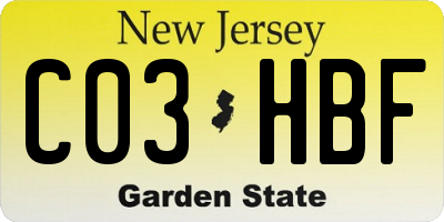 NJ license plate C03HBF