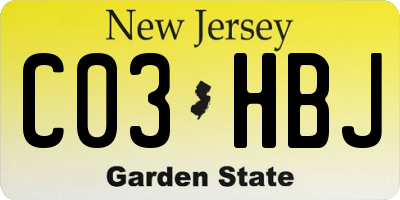 NJ license plate C03HBJ